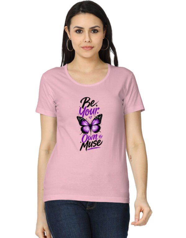 Be Your Own Muse T-Shirt for Women | Butterfly Aesthetic Graphic Tee | Self Love Motivational T-Shirt | Trendy Cotton Printed Tee India
