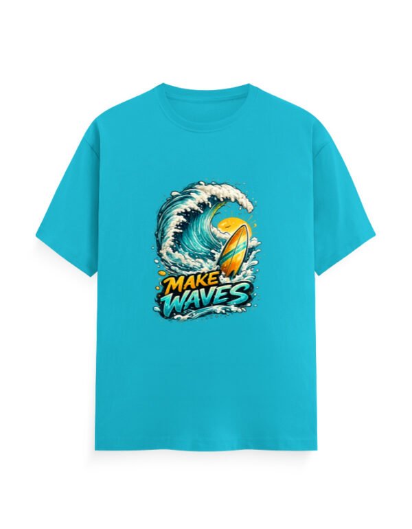 Make Waves T-Shirt | Surf Beach Graphic Tee | Summer Vibes Ocean Print T-Shirt | Unisex Cotton Streetwear Tee India