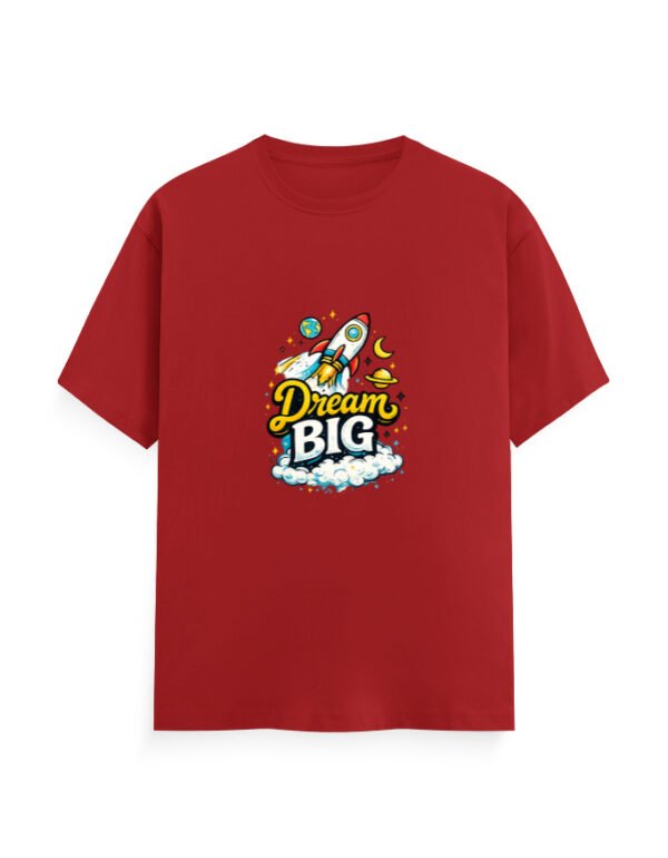 Dream Big Rocket T-Shirt | Space Cartoon Graphic Tee | Motivational Aesthetic T-Shirt | Unisex Cotton Printed Tee India